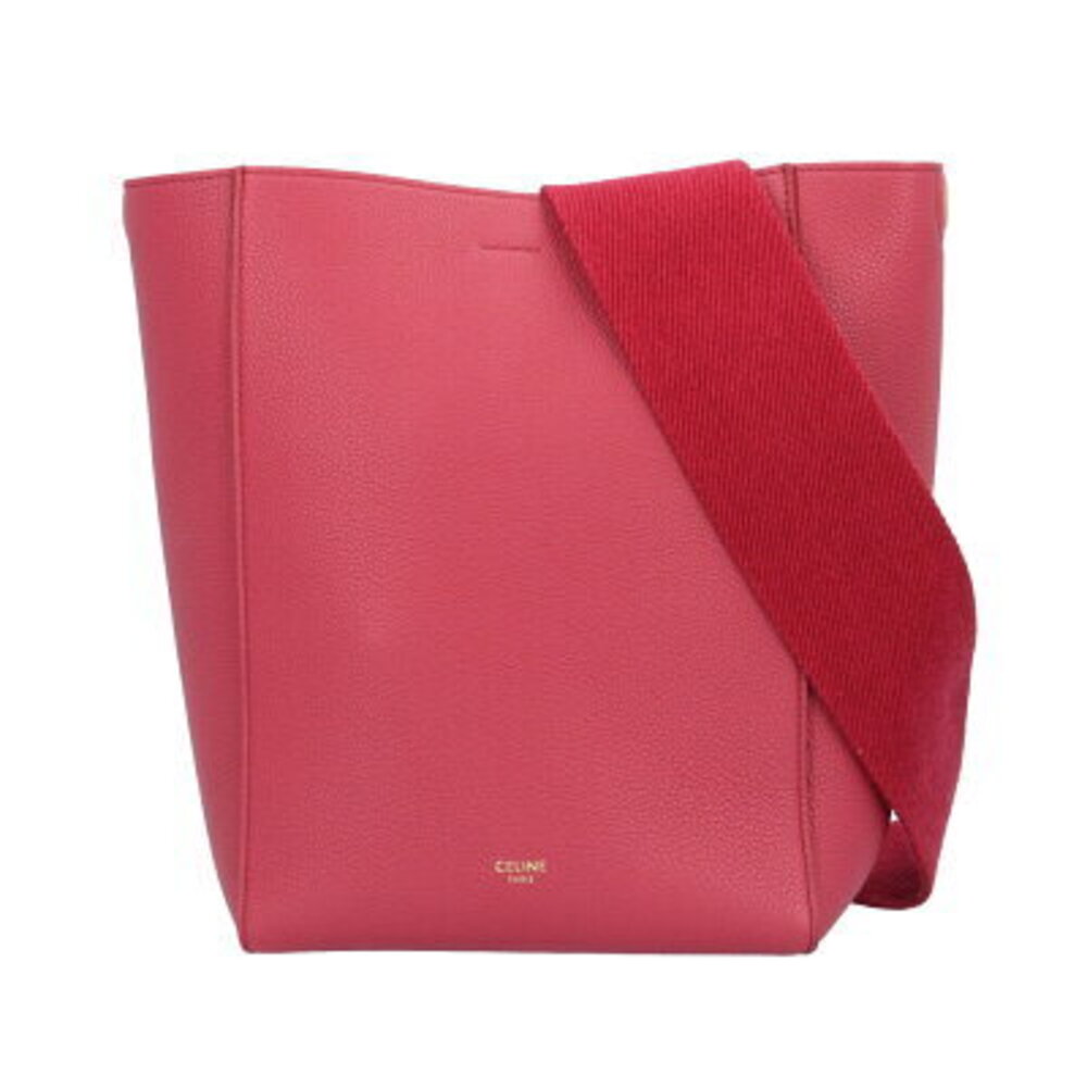 Celine Sangle Bucket Shoulder Bag Leather Pink